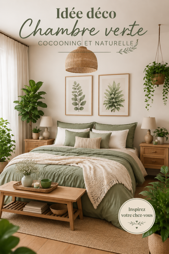Chambre décorée avec des plantes vertes et une ambiance cosy