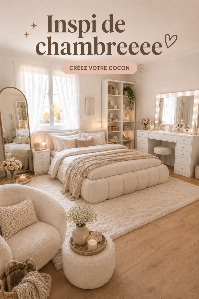 Chambre chaleureuse avec des éléments DIY créatifs.