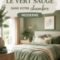 Chambre moderne avec des accents de vert sauge