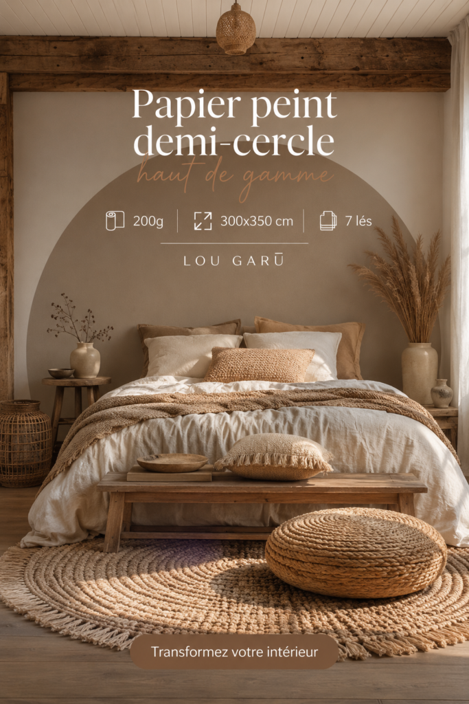 Papier peint demi-cercle haut de gamme dans un salon moderne