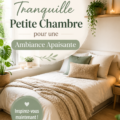 Petite chambre lumineuse avec des couleurs apaisantes et décor cosy.