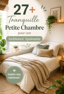 Petite chambre lumineuse avec des couleurs apaisantes et décor cosy.