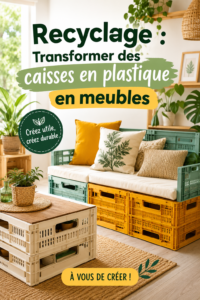 Mobilier fait maison à partir de caisses en plastique recyclées