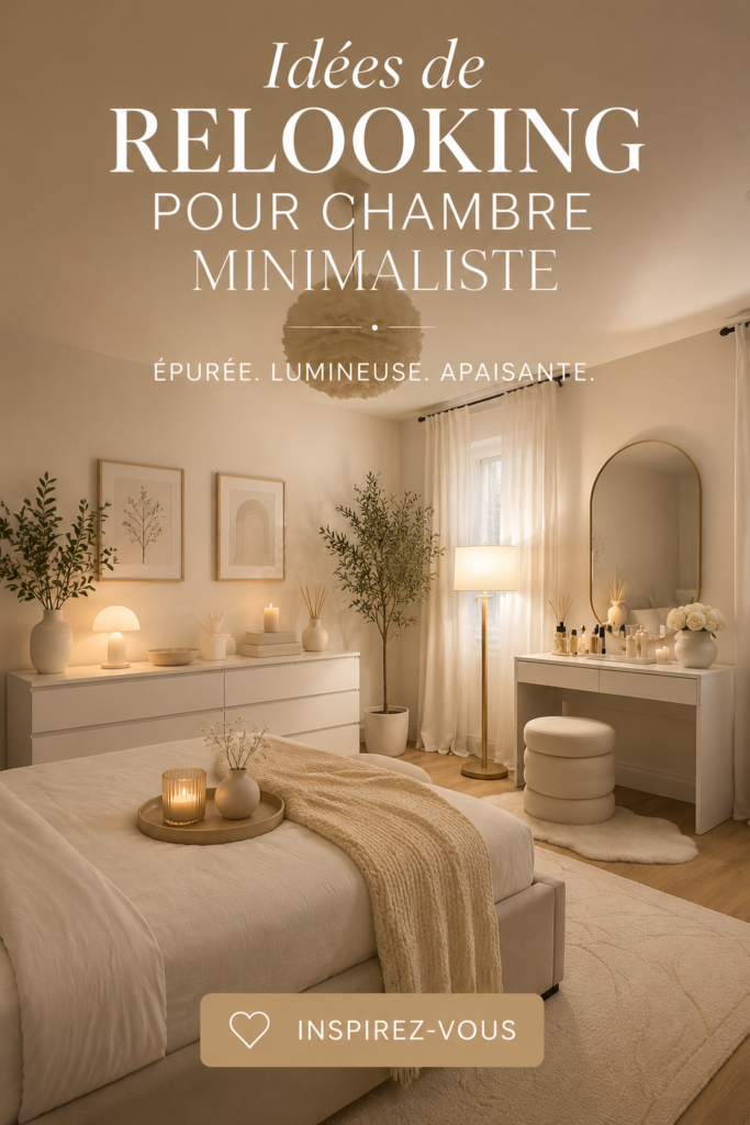 Chambre minimaliste lumineuse avec des murs clairs et des meubles épurés.