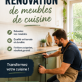 Cuisine rénovée avec des meubles modernes et fonctionnels.