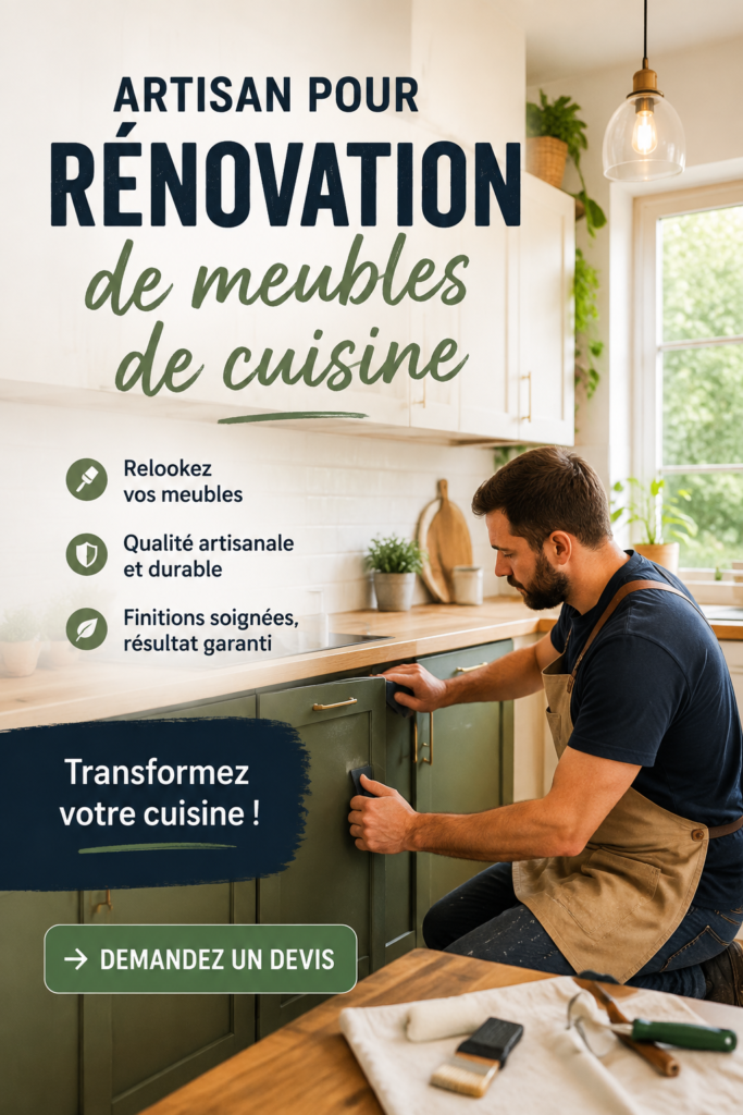 Cuisine rénovée avec des meubles modernes et fonctionnels.