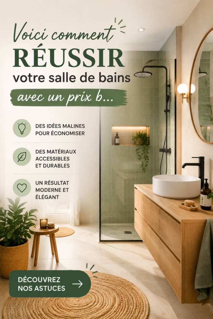 Salle de bains rénovée avec des couleurs douces et des accessoires modernes