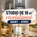 Studio de 18 m² avant et après rénovation avec un agencement pratique.