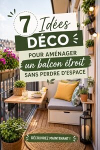 Balcon décoré avec des meubles compacts et des plantes, optimisé pour un espace étroit.