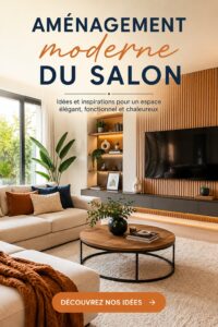 Salon aménagé de manière moderne avec des couleurs neutres et des meubles contemporains