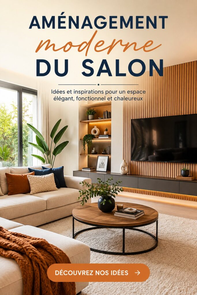 Salon aménagé de manière moderne avec des couleurs neutres et des meubles contemporains