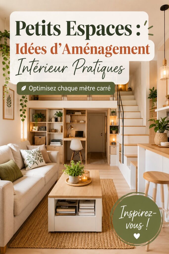Aménagement intérieur d'un petit espace avec mobilier fonctionnel et décor chaleureux.