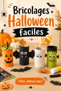 Bricolages d'Halloween faciles mettant en avant des décorations créatives et enfantines.