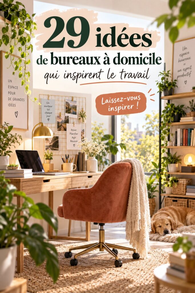 Bureau à domicile inspirant avec décoration moderne et fonctionnelle