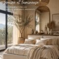Chambre boho lumineuse avec des éléments naturels et une décoration chaleureuse