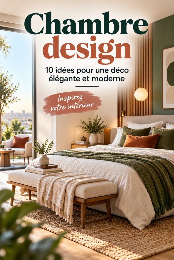 Chambre moderne avec une décoration élégante et minimaliste, créant une atmosphère chaleureuse.