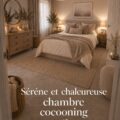 Chambre apaisante avec des couleurs douces et des textiles confortables