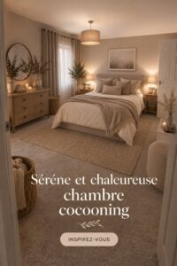 Chambre apaisante avec des couleurs douces et des textiles confortables