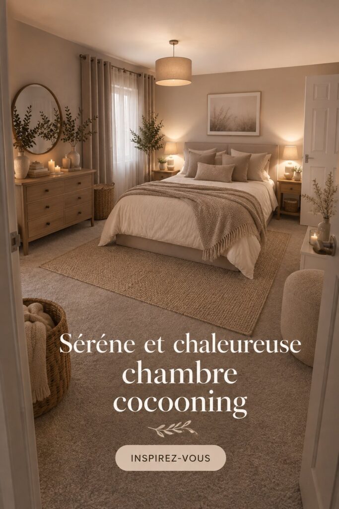Chambre apaisante avec des couleurs douces et des textiles confortables