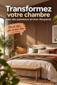 Chambre rénovée avec des panneaux en bois Akupanel pour une ambiance chaleureuse.