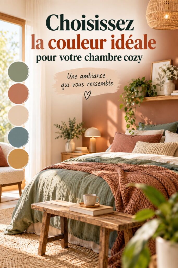 Chambre cozy avec des teintes chaudes et accueillantes.