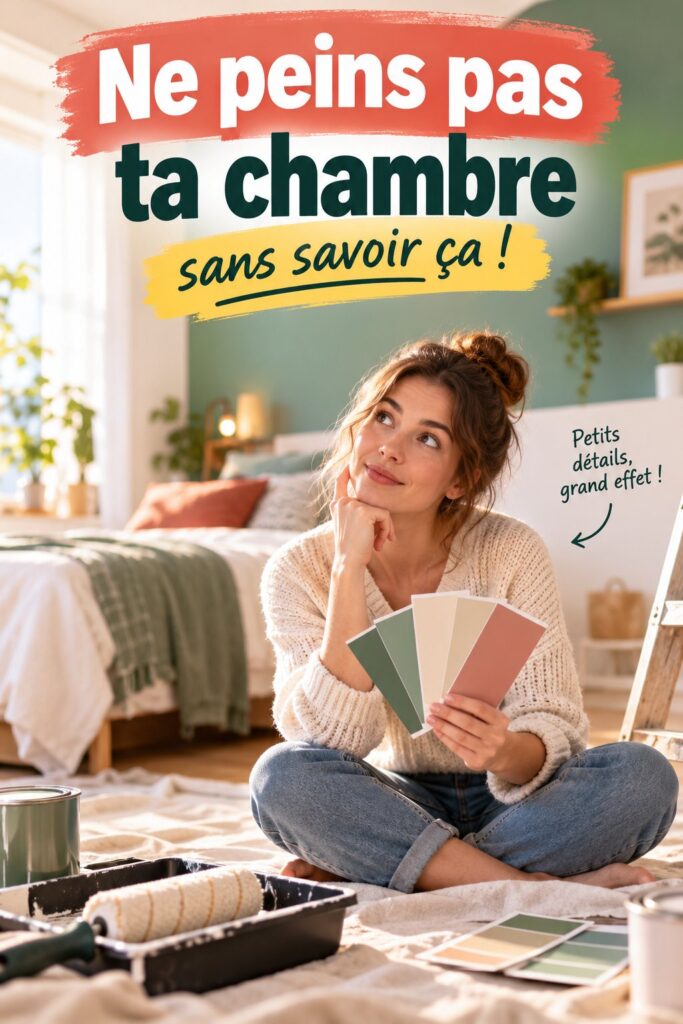 chambre peinte avec des couleurs tendres et une décoration moderne