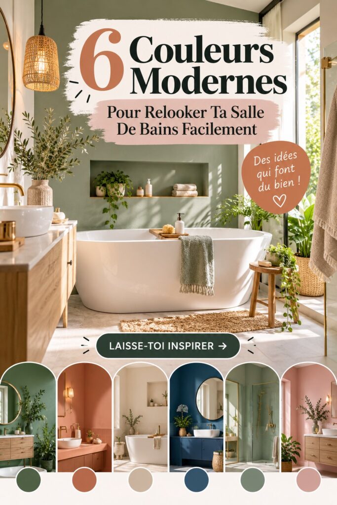 Salle de bains moderne avec des accents de couleurs tendance