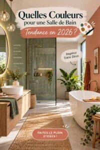 Salle de bain moderne avec un décor tendance et des couleurs apaisantes.