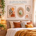 Chambre décorée avec des œuvres murales modernes