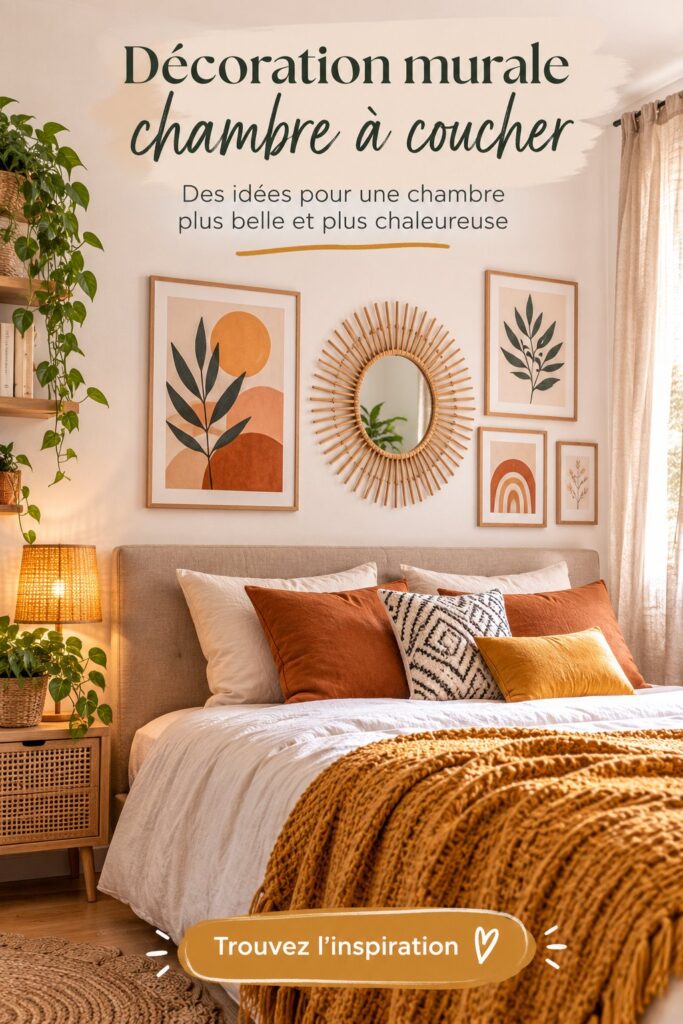 Chambre décorée avec des œuvres murales modernes