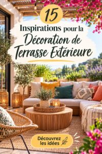 Terrasse décorée avec des plantes et du mobilier chaleureux pour l'été.