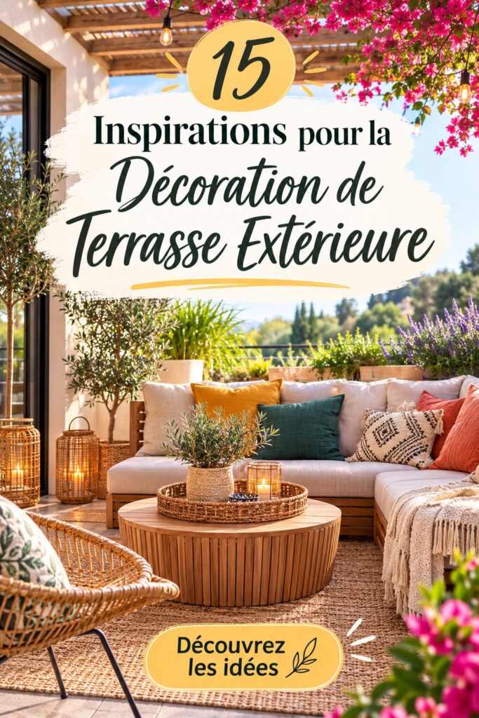 Terrasse décorée avec des plantes et du mobilier chaleureux pour l'été.