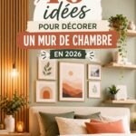 Décoration murale de chambre moderne avec des formes géométriques en couleurs douces.