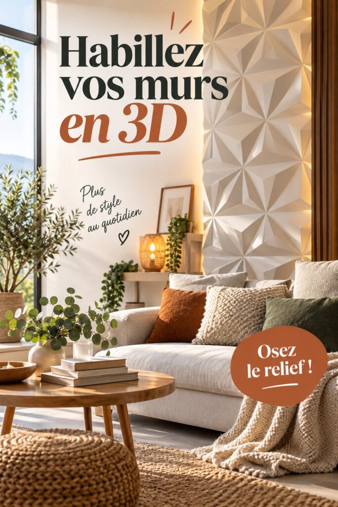 Intérieur chaleureux avec un mur décoré en 3D