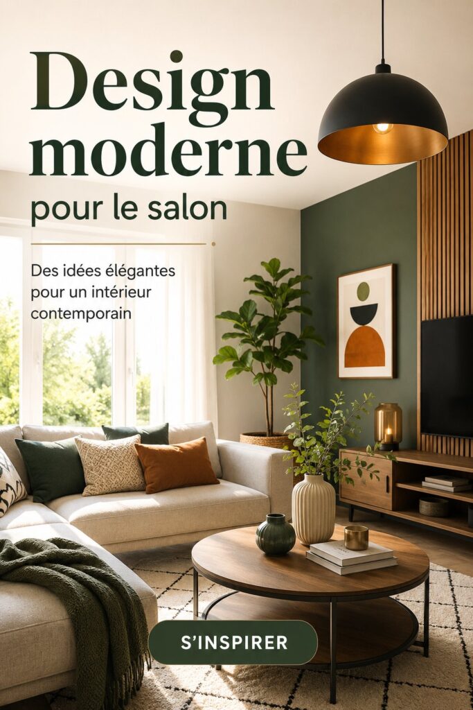 Salon moderne avec un design épuré et des couleurs neutres