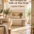 Salle de bain beige moderne avec douche et miroir élégant