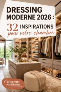 Dressing moderne dans une chambre élégante, avec des rangements pratiques et un design contemporain