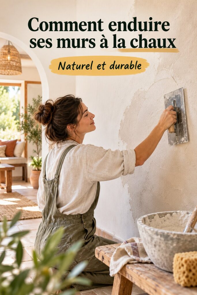 Murs enduits à la chaux dans un intérieur chaleureux et accueillant