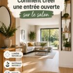Entrée ouverte sur le salon avec un décor chaleureux et élégant
