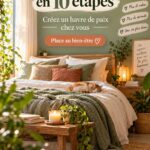 Une chambre zen décorée avec des couleurs apaisantes et des plantes vertes.