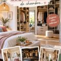 Dressing moderne et organisé avec des étagères ouvertes et des tiroirs.