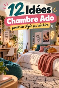 Une chambre ado décorée avec style et rangement intelligent.