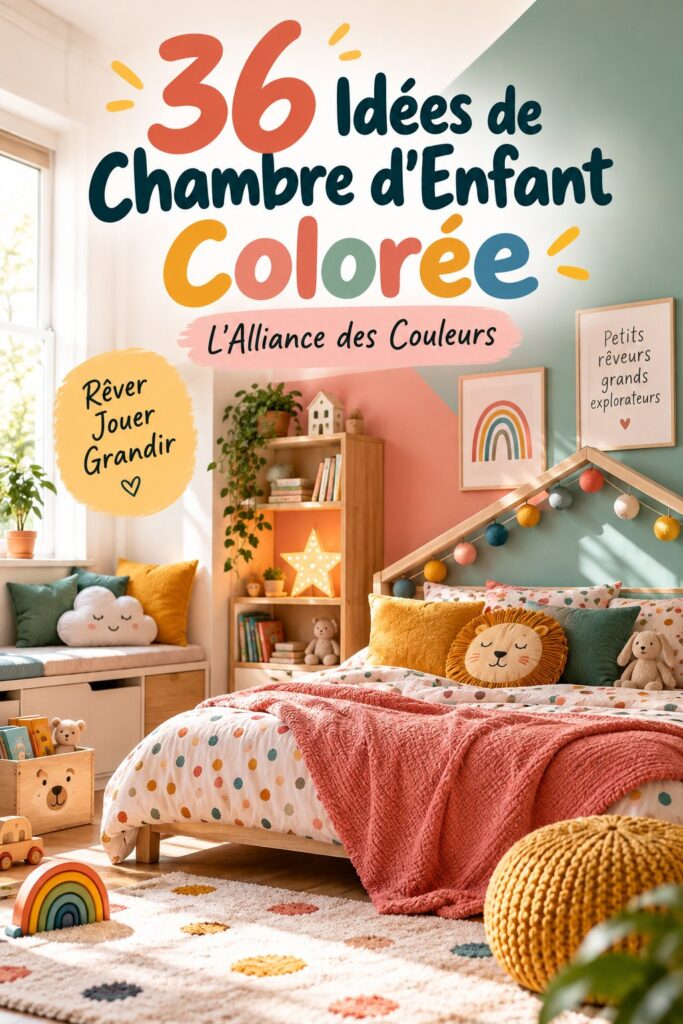 Une chambre d'enfant colorée avec des meubles et accessoires vibrants