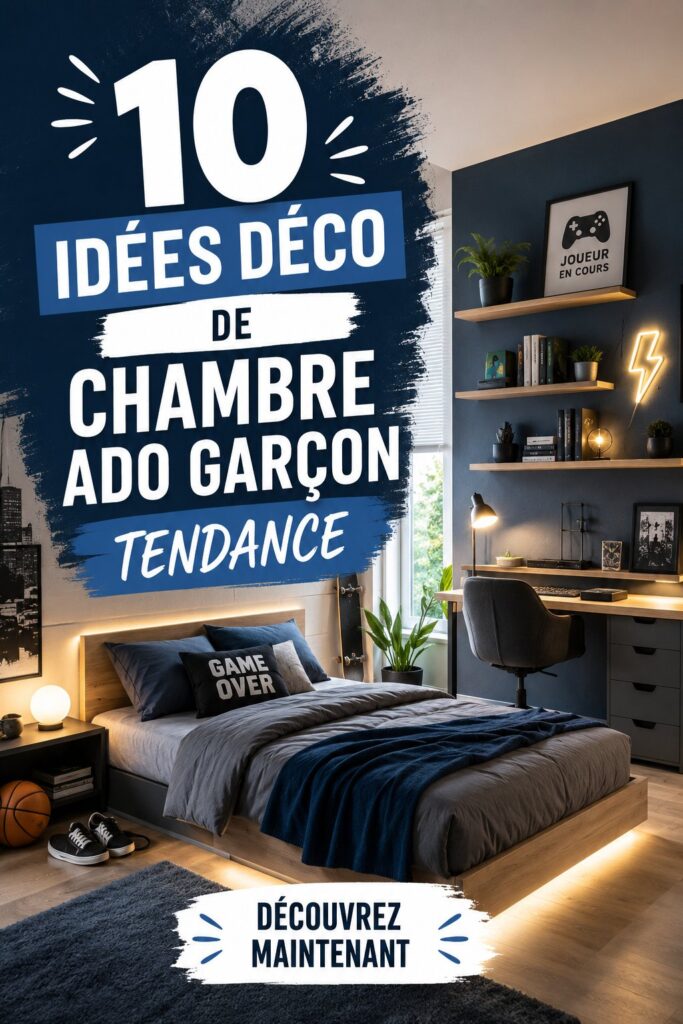 Chambre d'ado garçon avec une décoration moderne et stylée.