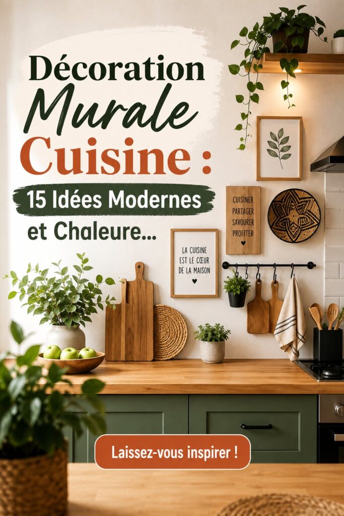 cuisine moderne avec décoration murale chaleureuse