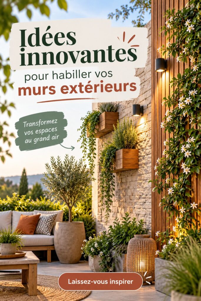 Mur extérieur habillé avec des matériaux modernes et créatifs
