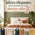 Un mur peint élégamment derrière un lit, avec des teintes douces et relaxantes.
