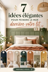 Un mur peint élégamment derrière un lit, avec des teintes douces et relaxantes.