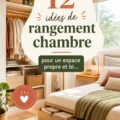 Intérieur d'une chambre bien rangée avec des solutions de rangement pratiques.