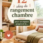 Intérieur d'une chambre bien rangée avec des solutions de rangement pratiques.